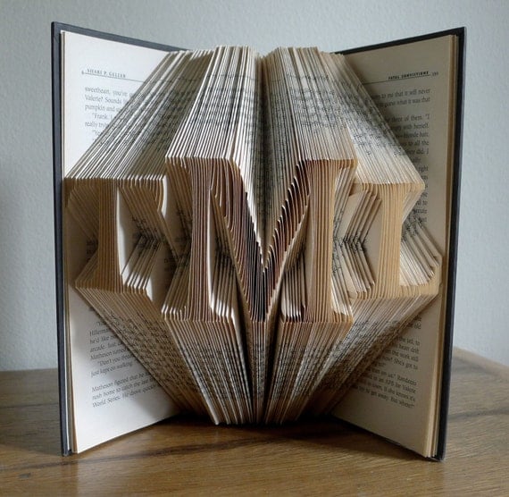Wedding present -  Personalized Gifts - Monogrammed - Gifts for Men - Gift for Her -  Gift for Boss - Custom -  Folded Book Sculpture -