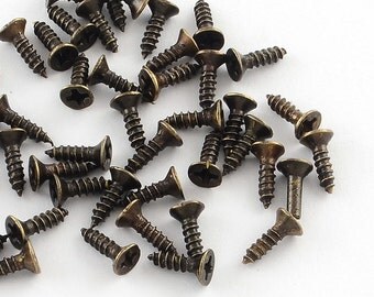 50pc 7x4mm antique bronze finish screws-10166