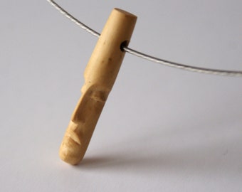 Head X - miniature sculpture wooden jewelry, unique wood necklace,