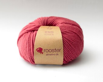 DK Yarn, red yarn, Rooster Yarn, DK wool, alpaca and merino wool, 50g ball of wool in Smoothie colourway, red wool, knitting wool, UK shop