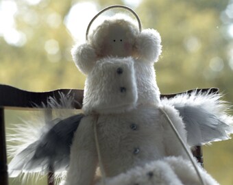 Tilda tall Ice Skating Angel - handmade decoration