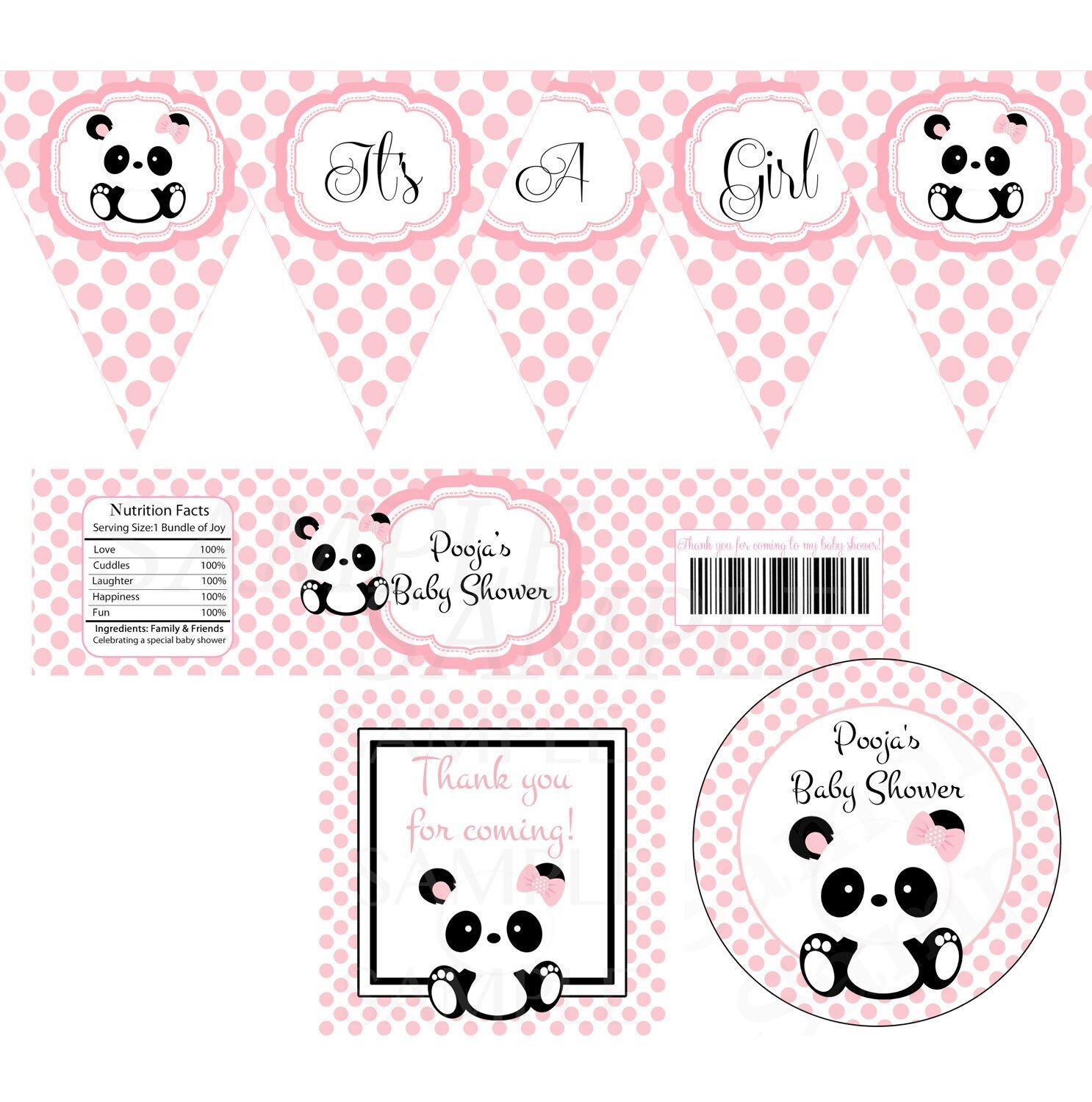 Baby Panda Baby Shower Party Printable Set