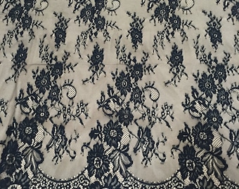 Black Lace, Chantilly Lace, Black Lace Fabric, Black Lace Fabric, (C-15)
