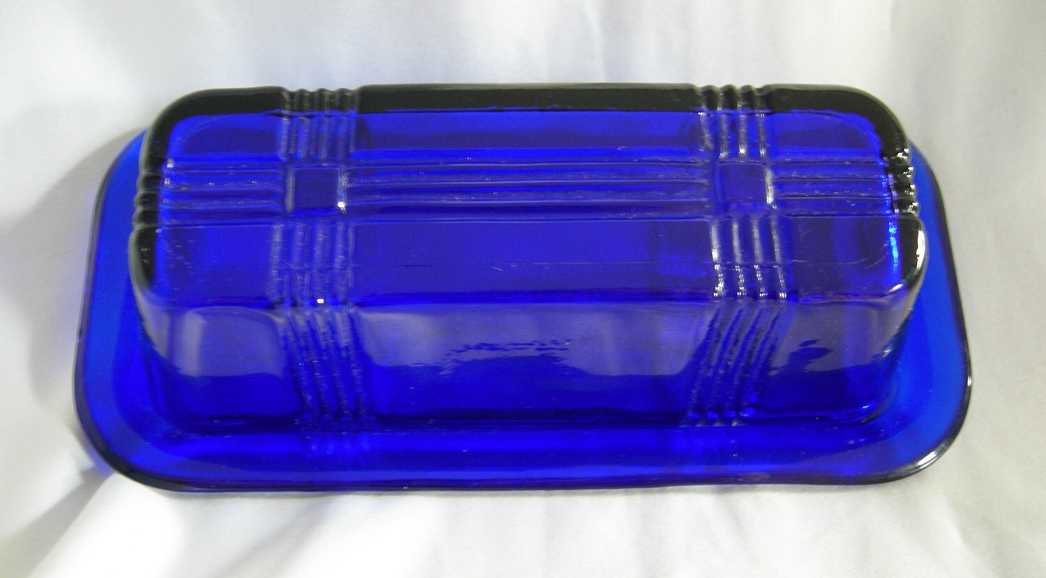 Cobalt Blue Butter Dish HAZEL ATLAS Vintage by RetrofitGallery