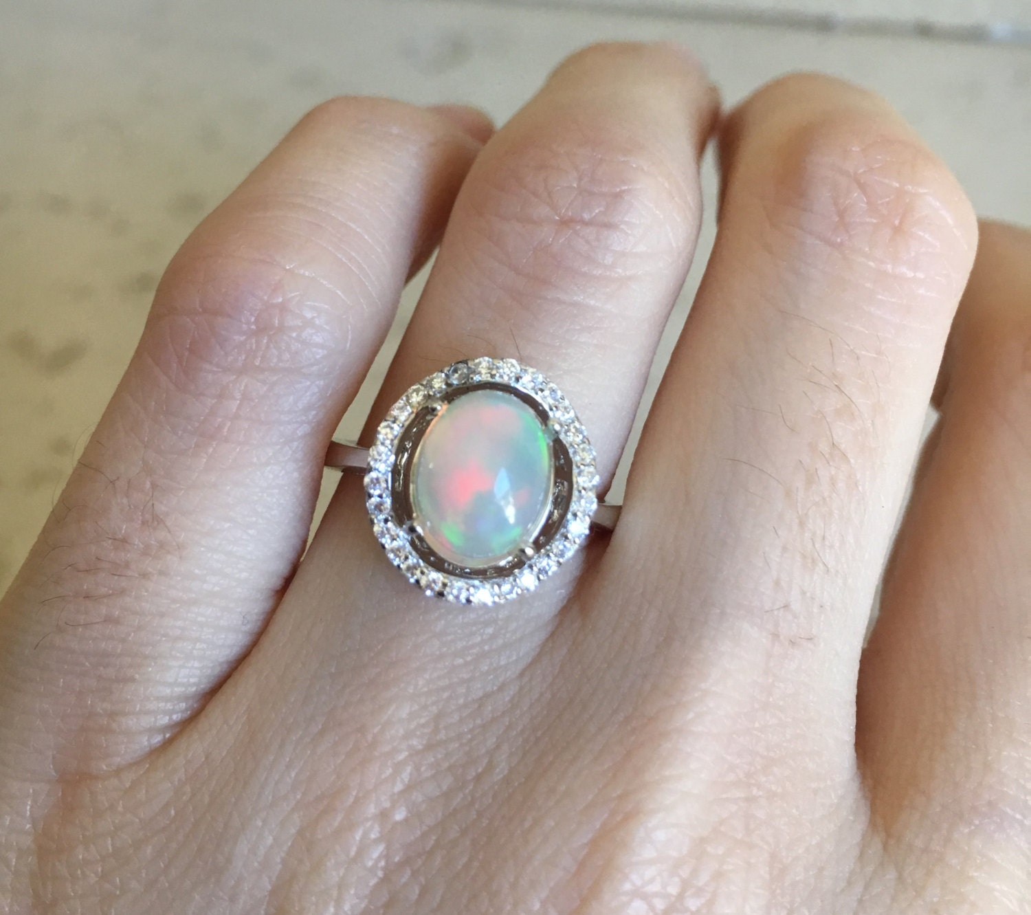 Natural Opal Engagement Ring Opal Ring Promise Ring Wedding