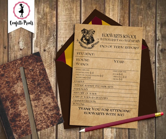 Harry Potter Thank You Card - HOGWARTS REPORT CARD | Harry Potter Theme | Hogwarts Party | Hogwarts Birthday | Printable Thank You Card Il_570xn