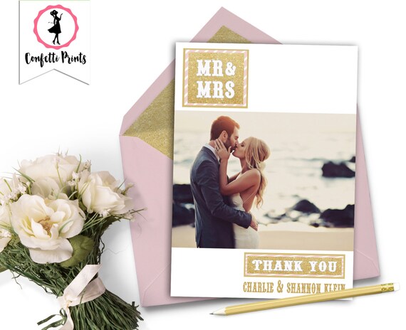 Wedding Thank You Cards | Wedding Thank You Card | Wedding Announcement | Personalized Wedding Card - MR AND MRS Printable Il_570xn