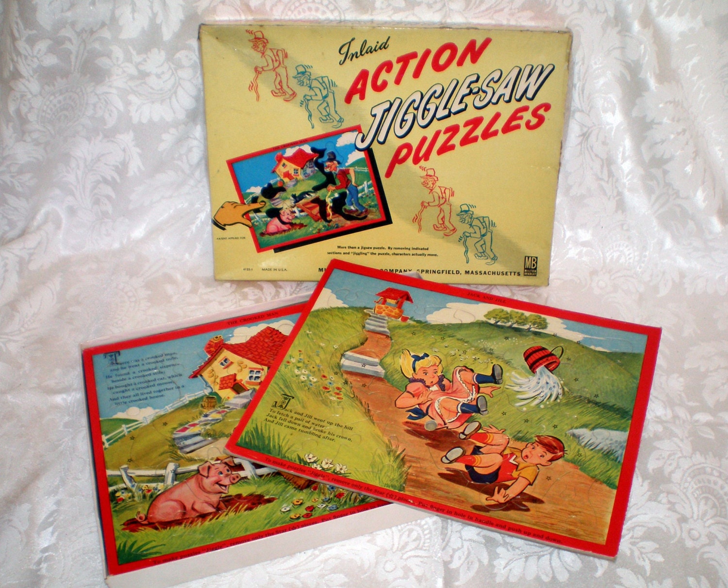 Rare Moving Jigsaw Puzzle Set Inlaid Action JiggleSaw