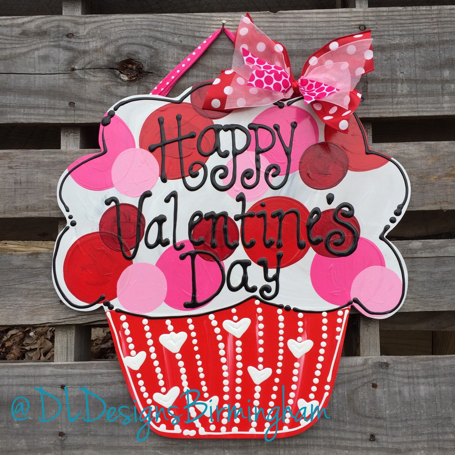 Happy Valentine's Day Cupcake door hanger February