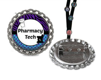 Pharmacy Tech Lanyard Pin lanyard clip id, pharmacy id, id tag, retractable id, lanyard id, tag, badge holder, badge clip, name badge holder