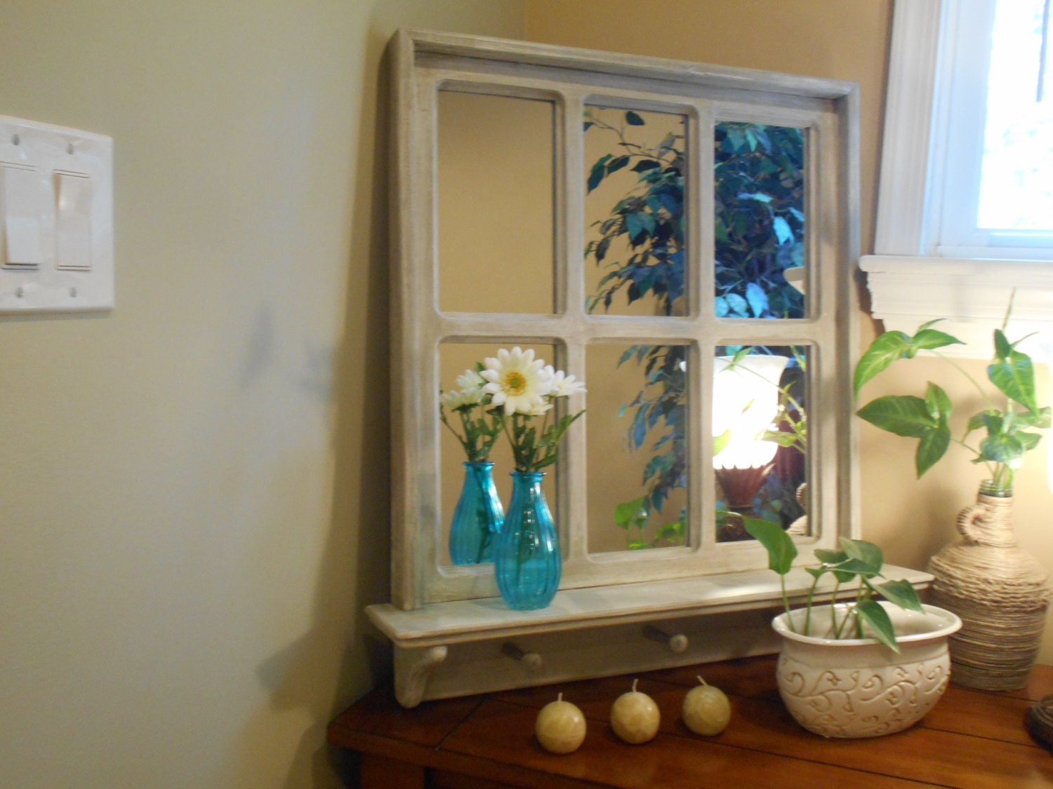 Rustic Mirror Faux Window Mirror by PineTerraceTreasures on Etsy