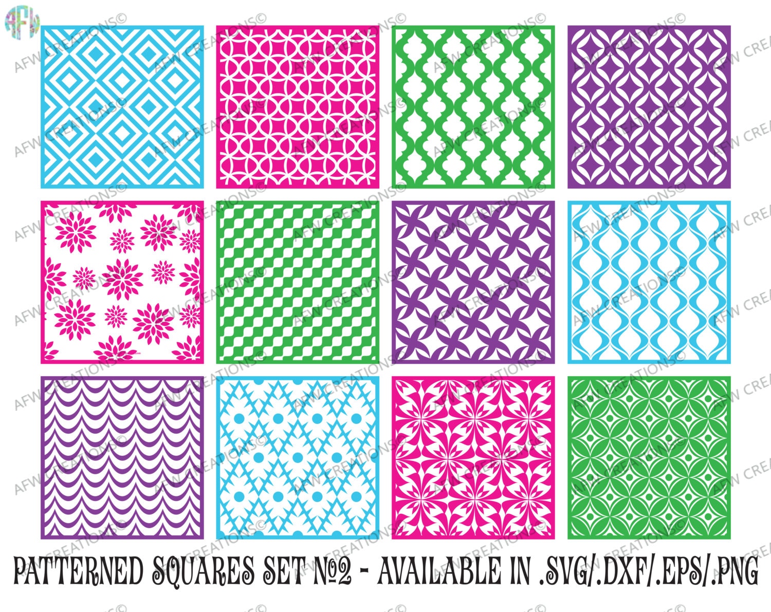 Download Digital Cut Files, Pattern Squares Bundle #2, SVG, DXF ...