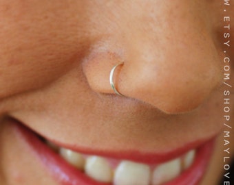 Silver Nose Ring, Silver Nose Hoop, 18g Gold Nose Ring, 24g Nose Ring, 22g nose ring, Nose Piercing, Thin Nose Ring, Tiny Nose Ring