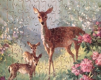 Vernon Ward Deer Victory 150 Piece Jigsaw Puzzle Kitsch Bambi Enchanted Glade