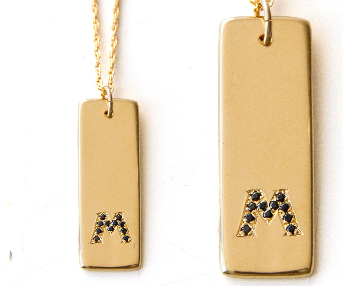 Unique Personalized Pendant Necklace, Unique Birthday gift, Black diamond Initial in Pave Set.