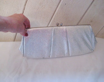 Silver clutch, large silver clutch, formal evening bags and purses, 1960s