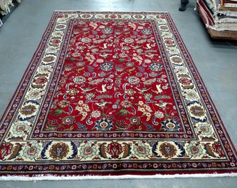 Persian Rug - 1980s Hand-Knotted Tabriz Rug (3361)