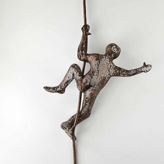 Rock climber Climbing Figure on the rope Metal art by nuntchi