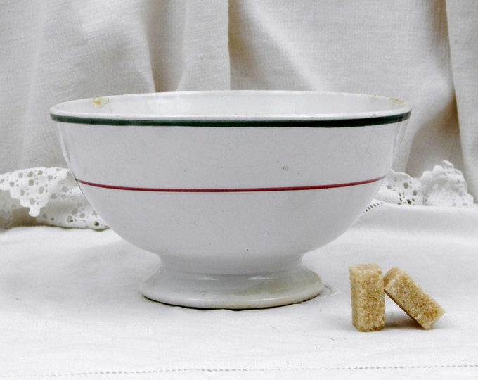 Large Antique French Ceramic Hand Painted Café au Lait Coffee Bowl, French Rustic Country Farmhouse Cottage Decor, Digoin Latte France Large Antique French Ceramic Hand Painted Café au Lait Coffee Bowl, French Rustic Country Farmhouse Cottage Decor, Digoin Latte France