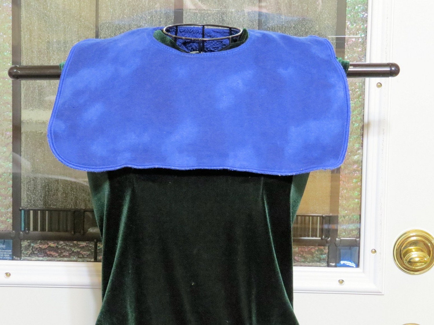 Short Adult Drool bib. PAY IT FORWARD Special Needs Blue