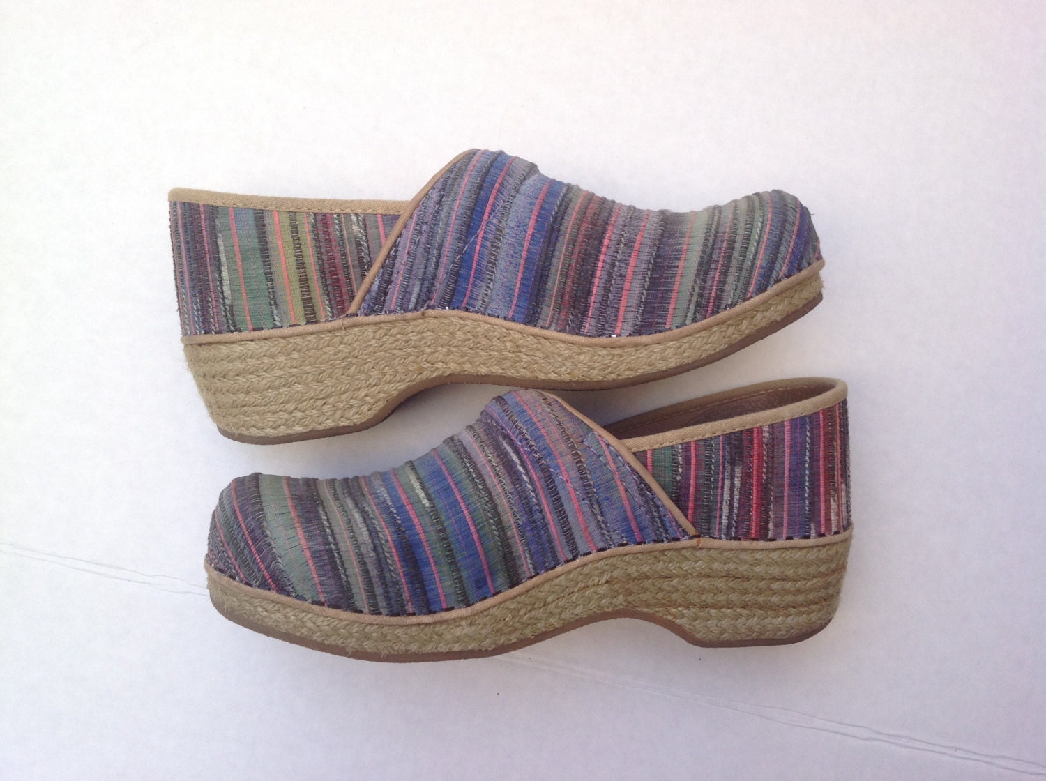 SALE Dansko clogs size 9.5 SALE / striped fabric shoes