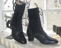 Bottes Victoriennes En Cuir Expresso Des Années 1890 - Occasion, Style Vintage Authentique