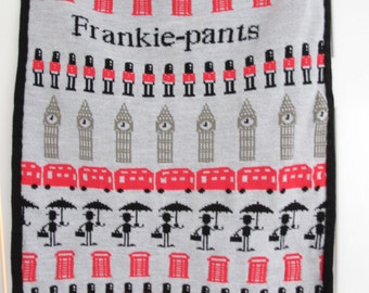 London theme knitted personalised baby/ pram blanket