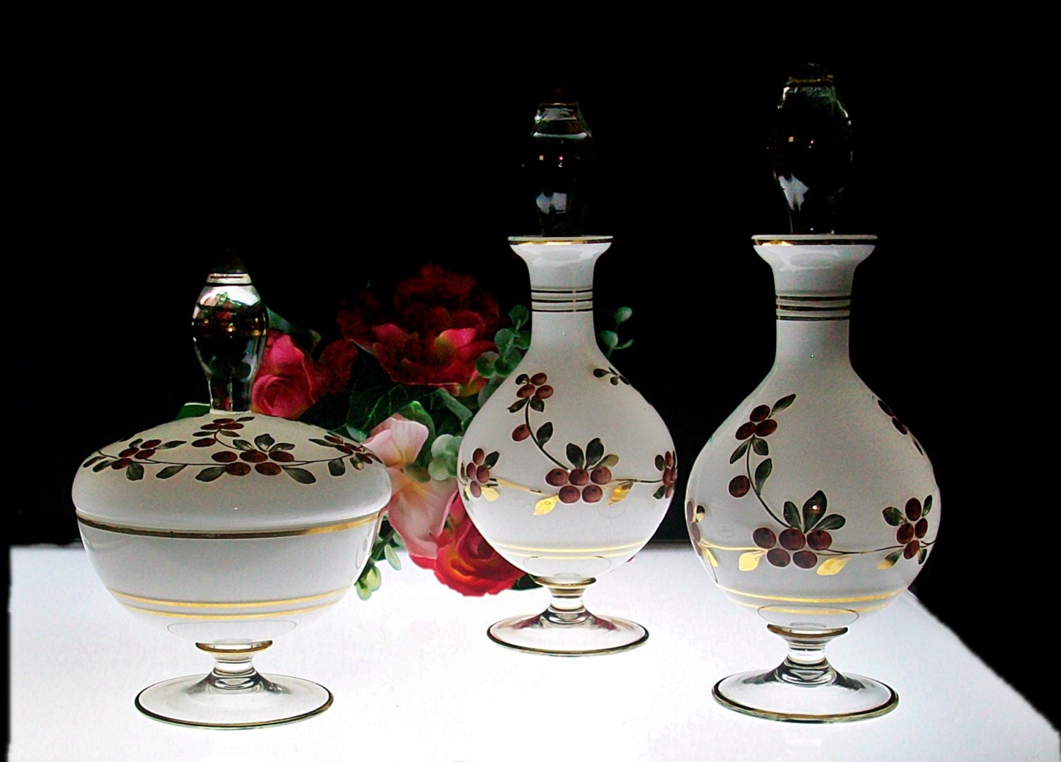Vintage 3Piece Glass Vanity / Dresser Set