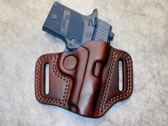 Sig P938 OWB Pancake Holster Custom Brown Leather by GBHolsterCo