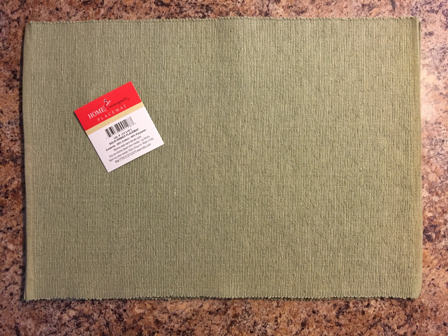 Sage Placemats..FREE MONOGRAM..Set of 4..Solid Ribbed