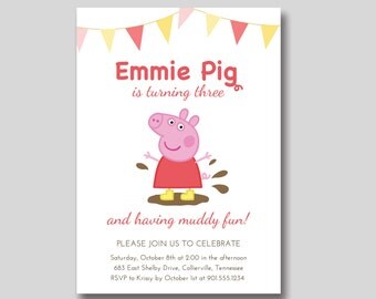 Peppa Pig Birthday Invitation - Custom Printable