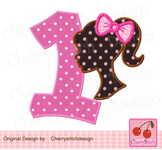 Birthday number 1 with BarbieBarbie by CherryStitchDesign on Etsy