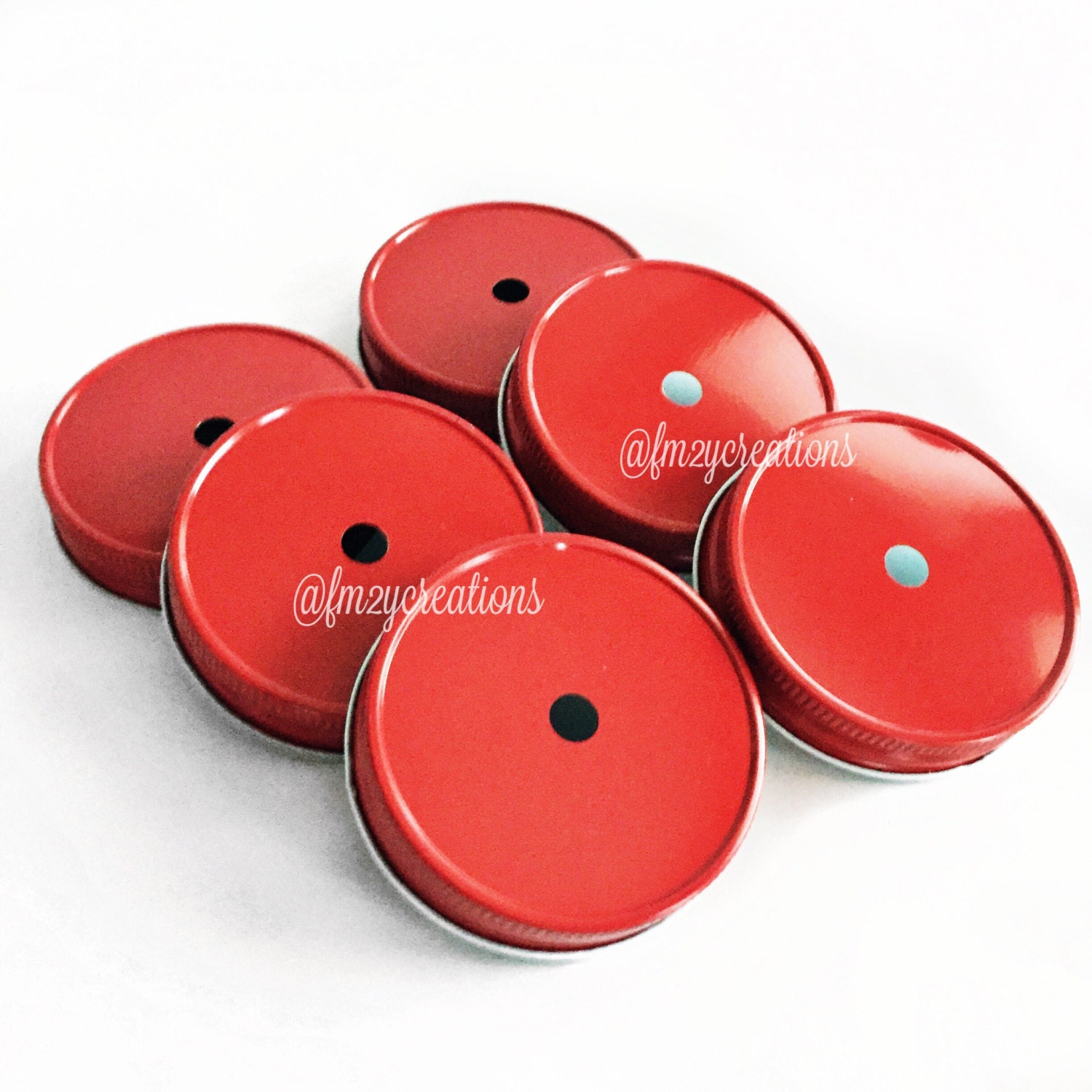 Mason Jars Straws Lids, Red Color Daisy Lids(6) Wedding Daisy Lids