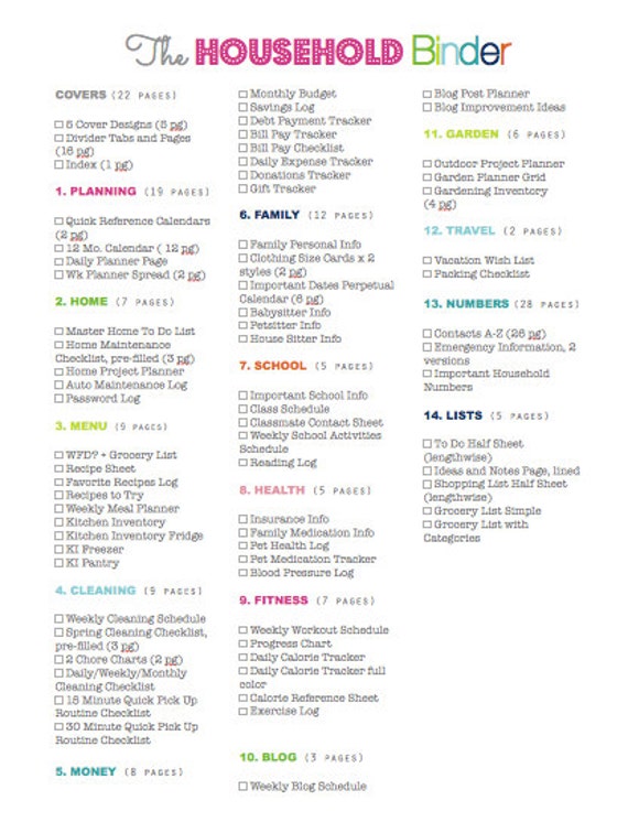 home management binder templates free