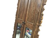 Antique Door Set Indian Mirror Carved Teak Wood Doors with Frame and Lock _ Reclaimed Architectural