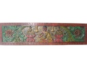 Vintage Budha Carving Three Form of Meditating Buddha Carved Wood Wall Panel