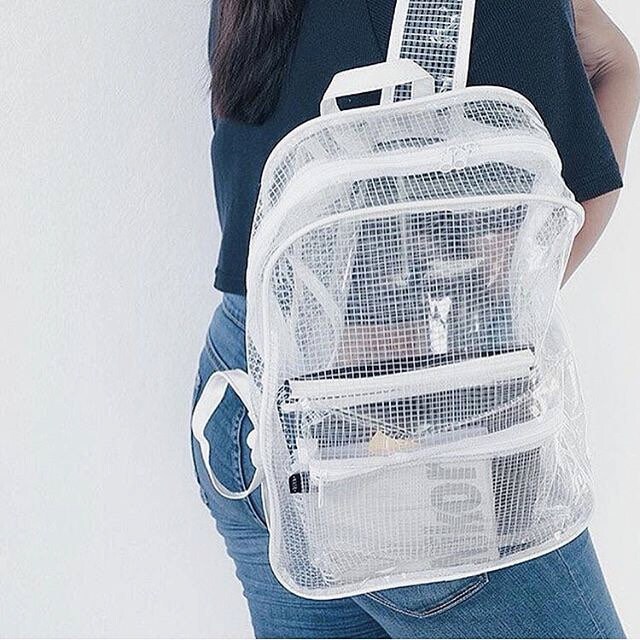 red clear backpack