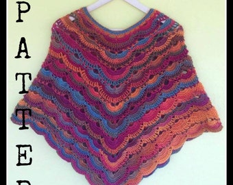 Crochet Pattern Virus Poncho Two Corner,Pattern, Crochet Poncho Pattern, Instant Download