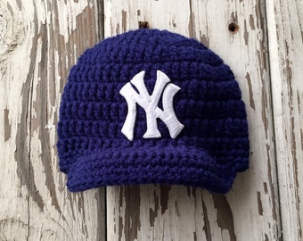 Baby Boy Navy New York Yankees Inspired Baseball Hat / Newborn Photo Prop / Sitter Session Prop / Sizes Newborn - 9 Months **MADE TO ORDER**