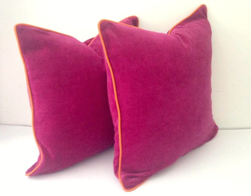 Fuchsia Velvet Pillow Cover 20by 20 Velvet by CushionsandMore