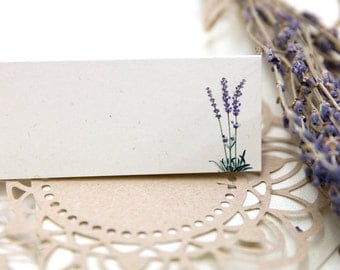 Lavender Wedding Place Cards (White) x 50