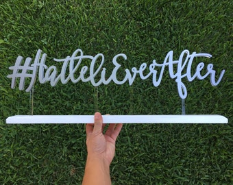 Personalized Wedding Hashtag Sign, 24" inches wide, Custom Hashtag Sign, Large Hashtag Sign, Table Sign, Personalized hashtag sign, Wood Sig