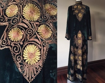 Vintage Hand Embroidered Emerald Josefa Dress Selected by Anna Corinna
