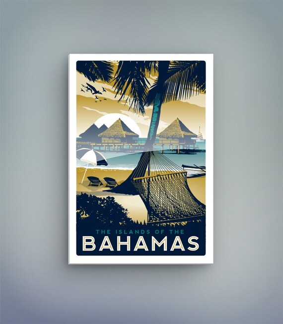 Bahamas 3.5x5 Magnet Retro Vintage Travel Poster