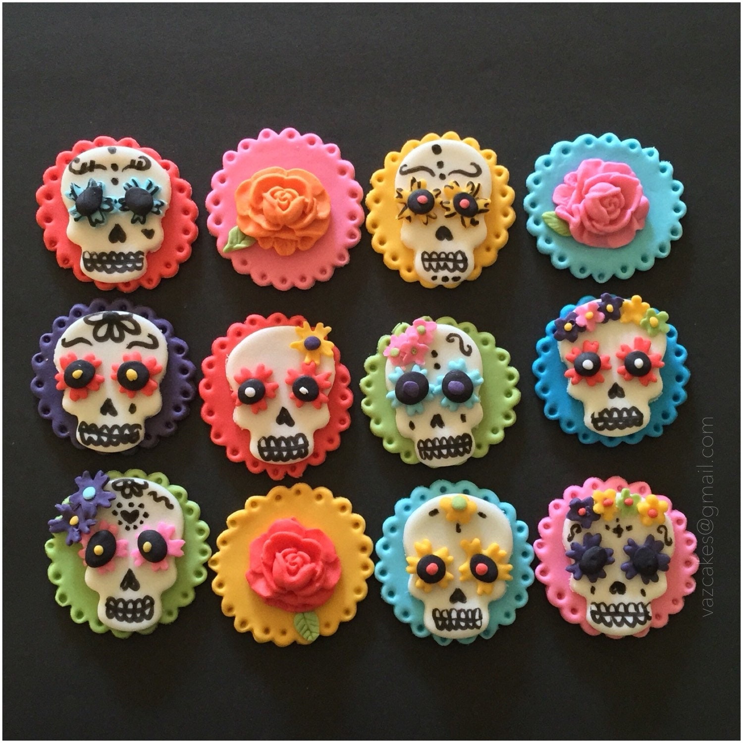 Day Of the dead fondant cupcake toppers