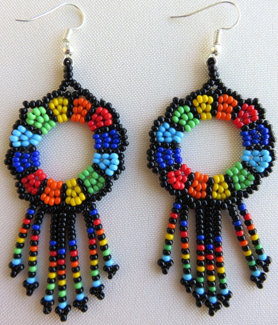 Mexican Huichol Beaded Earrings