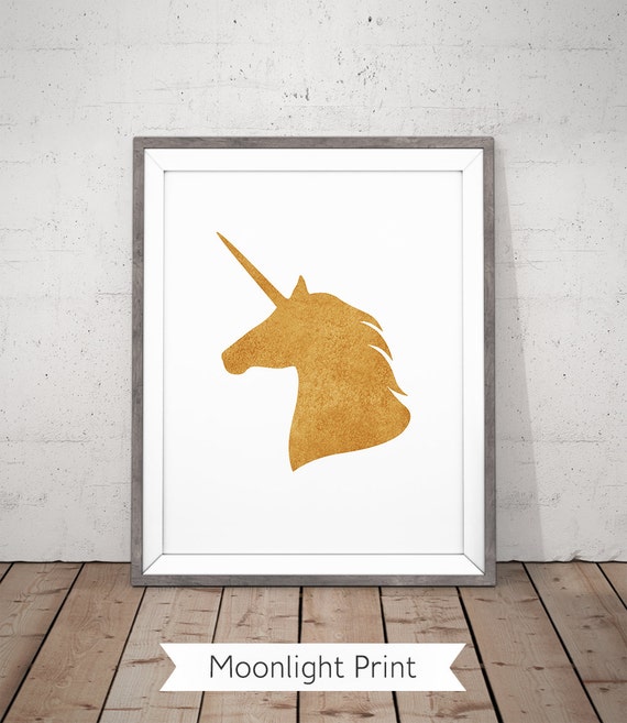 unicorn printable unicorn head gold unicorn by moonlightprint