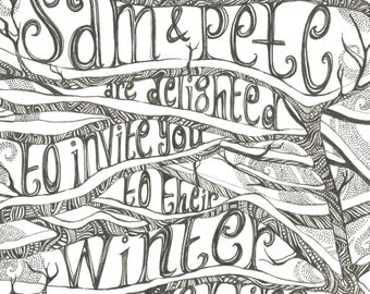 Hand Drawn Bespoke Wedding Invite Design