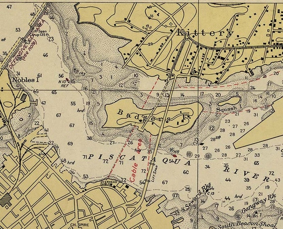 Portsmouth Harbor 1945 New Hampshire & Maine Nautical Map