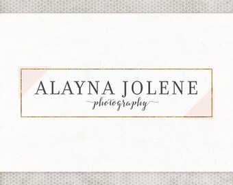 Premade Logo Design | Photography Logo | Business Branding | Premade Blog Header | Small Business | Blush and Gold | Geometric Design